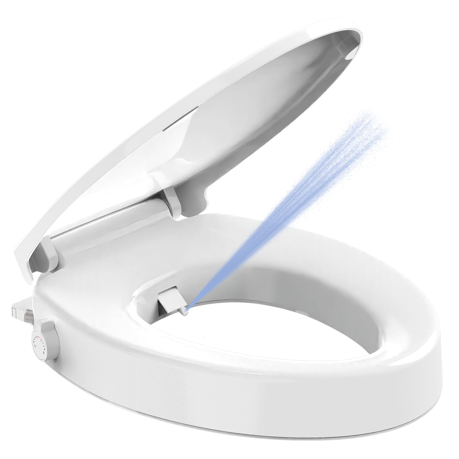 Raised Elongated Bidet Toilet Seat 18.5"  Soft Close Lid Dual Self-cleaning Nozzles Quick Release Heavy-duty Pp Stable & No Loosening Ideal For Seniors Mobility White