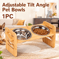 thumbnail image 1 of Raised Feeding Station for Small Dogs & Cats Featuring Adjustable Bowl Tilt Angle,Dual Stainless Steel Bowls,Elevated Stand for Joint Health and Mess-Free Meals, 1 of 11