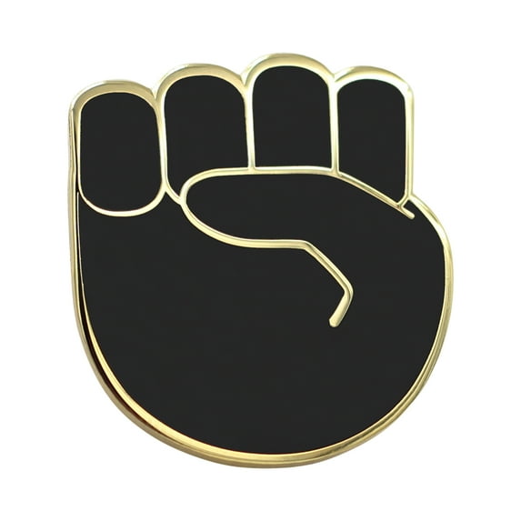 Raised Fist Emoji – Black & Gold Enamel Pin