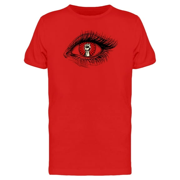 Raised Fist On Eye Iris T-Shirt Men -Image by Shutterstock, Male Small