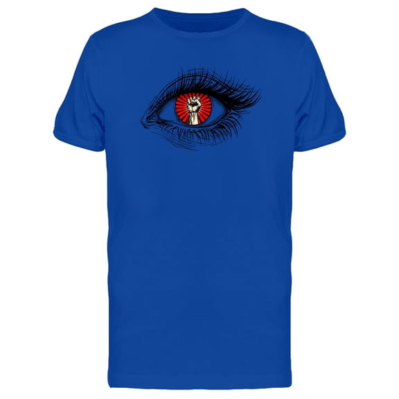 Raised Fist On Eye Iris T-Shirt Men -Image by Shutterstock, Male Small