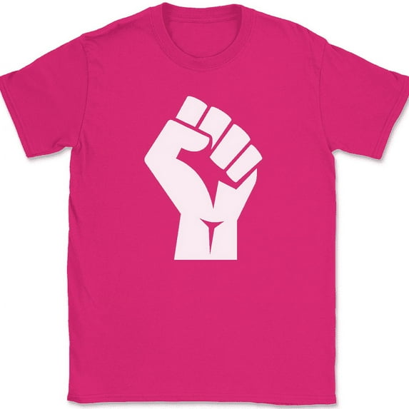 Raised Fist Resist T-Shirt Riot Rebel Power Graphic Tee - Pink, 3XL