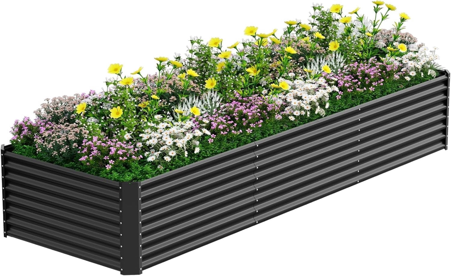 Raised Garden Bed, 12×4×1ft Large Outdoor Metal Planter Box, 266 Gal Soil Capacity, Galvanized Raised Garden Bed Kit for Flower Plants, Fruits, Vegetable Herbs