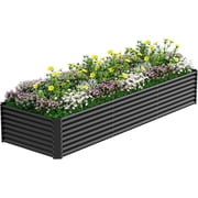 Raised Garden Bed, 12×4×1ft Large Outdoor Metal Planter Box, 266 Gal Soil Capacity, Galvanized Raised Garden Bed Kit for