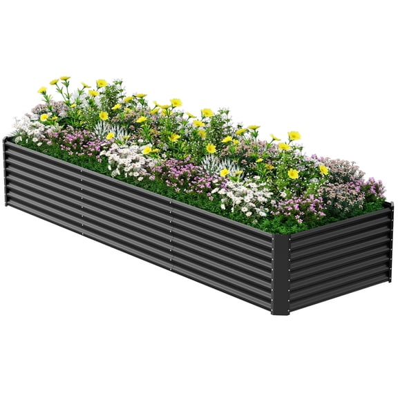 Raised Garden Bed, 12×4×2ft Large Outdoor Metal Planter Box, 720 Gal Soil Capacity, Galvanized Raised Garden Bed Kit for Flower Plants, Fruits, Vegetable Herbs