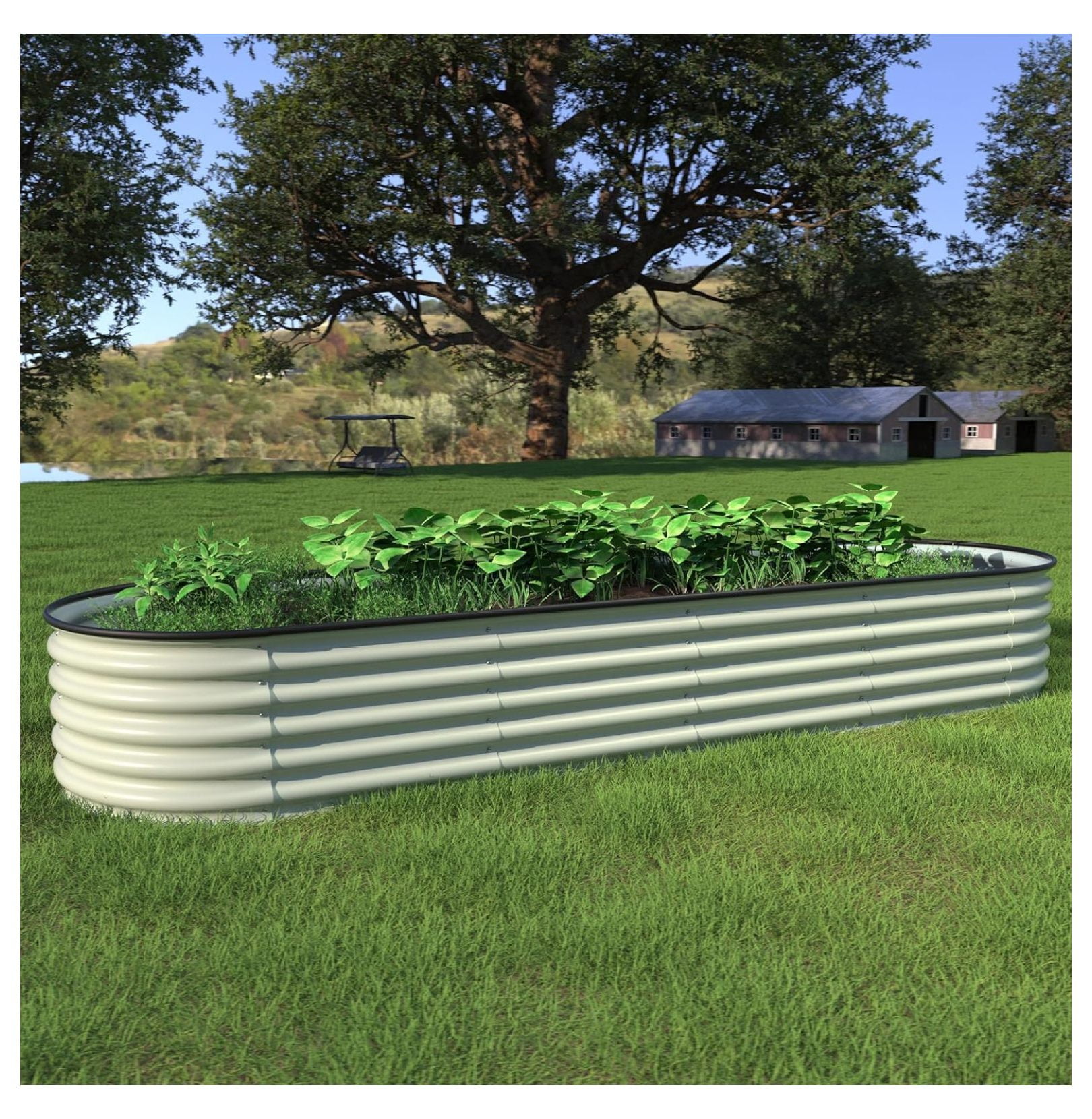 Raised Garden Bed 17" H, 8ft X 2ft Metal Galvanized Raised Garden Bed