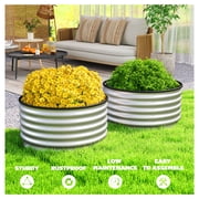 Raised Garden Bed 2-Pack, Metal Planter Box 3x3x1.4ft, Galvanized Steel Stock Tank, Safety Edging, Easy Assembly, Outdoor Gardening