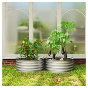 Raised Garden Bed 2-Pack, Metal Planter Boxes 2x2x1ft, Galvanized Steel Stock Tank, Safe Edging, Easy Assembly, Silver