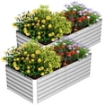 thumbnail image 1 of Raised Garden Bed, 2PCS 8x4x2ft Metal Outdoor Planter Box for Vegetables, Flowers, Herbs, Silver, 1 of 7
