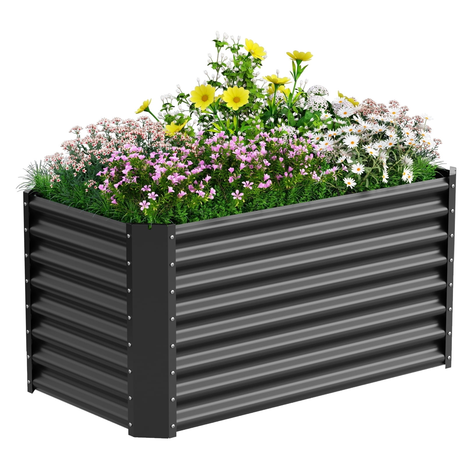 Raised Garden Bed, 4×2×2ft Large Outdoor Metal Planter Box,120 Gal Soil Capacity, Galvanized Raised Garden Bed Kit for Flower Plants, Fruits, Vegetable Herbs