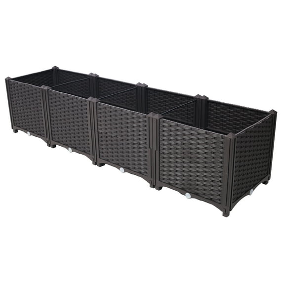 Raised Garden Bed 4-Pack, 63" Self-Watering Planter Boxes for Vegetables & Flowers - Deep Plastic Grow Boxes for Patio, Backyard, Balcony
