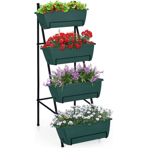 Raised Garden Bed 4 Tier Vertical Garden Planter, Green