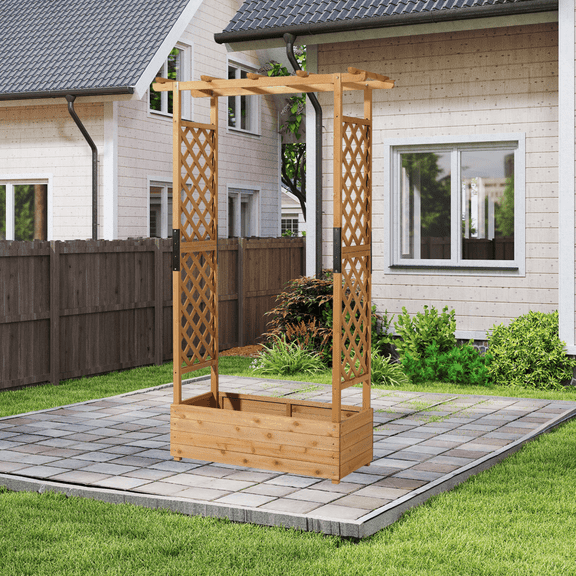 Raised Garden Bed 42.917.371.7 in, Vertical Planter with 2 Side Trellises & Hanging Top, Drainage Holes for Outdoor Patio Balcony Garden