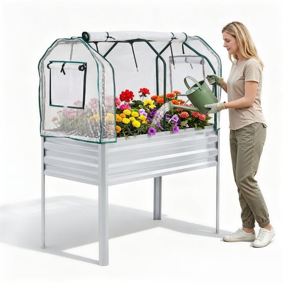 Raised Garden Bed 48x24x55in Elevated Galvanized Metal Planter Box with Legs