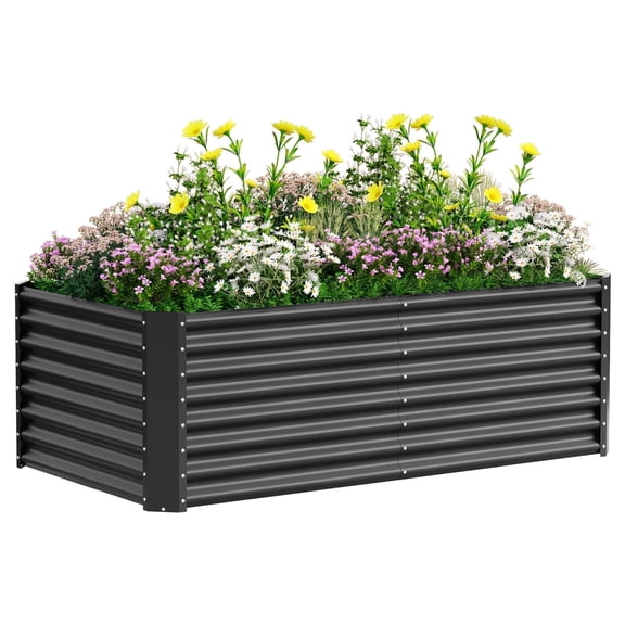 Raised Garden Bed, 6×3×2ft Large Outdoor Metal Planter Box,271 Gal Soil Capacity, Galvanized Raised Garden Bed Kit for Flower Plants, Fruits, Vegetable Herbs