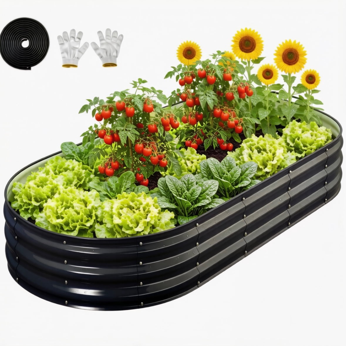 Raised Garden Bed, Younik 6x3x1 ft Galvanized Garden Planter Boxes Outdoor with Safety Edging and Gloves for Planted Vegetables, Fruits, Flower, Gray