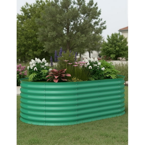 Garvee 6 x 3 x 2 feet Steel Planter Box, Raised Garden Bed, Green