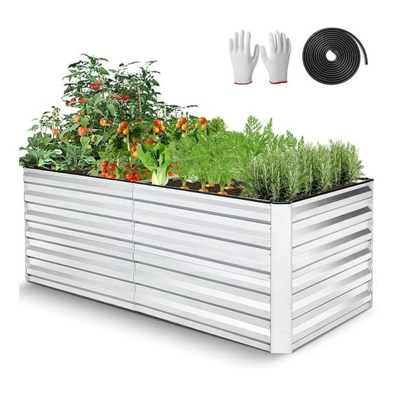 Raised Garden Bed 6x3x2ft, Galvanized Metal Planter Box Outdoor, Deep Root Garden Bed Kit w/Anti-Cut Strip, Large Flower Vegetable Planter
