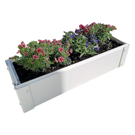 Raised Garden Bed 8.5x25.5x6 inch - Stackable Vinyl Planter Box - White, UV Protected, Easy Assembly - Ideal for Veggies, Flowers & Small Spaces