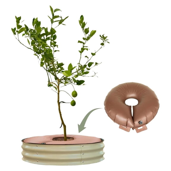 Raised Garden Bed 8 Tall Tree Surround with Watering Ring, Pearl White