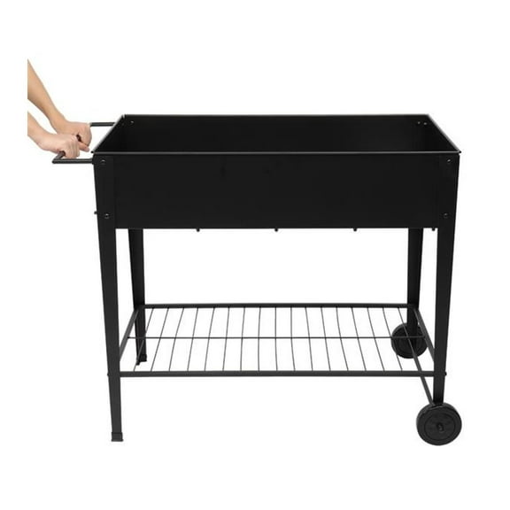 Raised Garden Bed Cart with Wheels - Mobile Elevated Planter Box - Outdoor Indoor Tall Garden Bed for Vegetables, Flowers, Tomatoes - Black