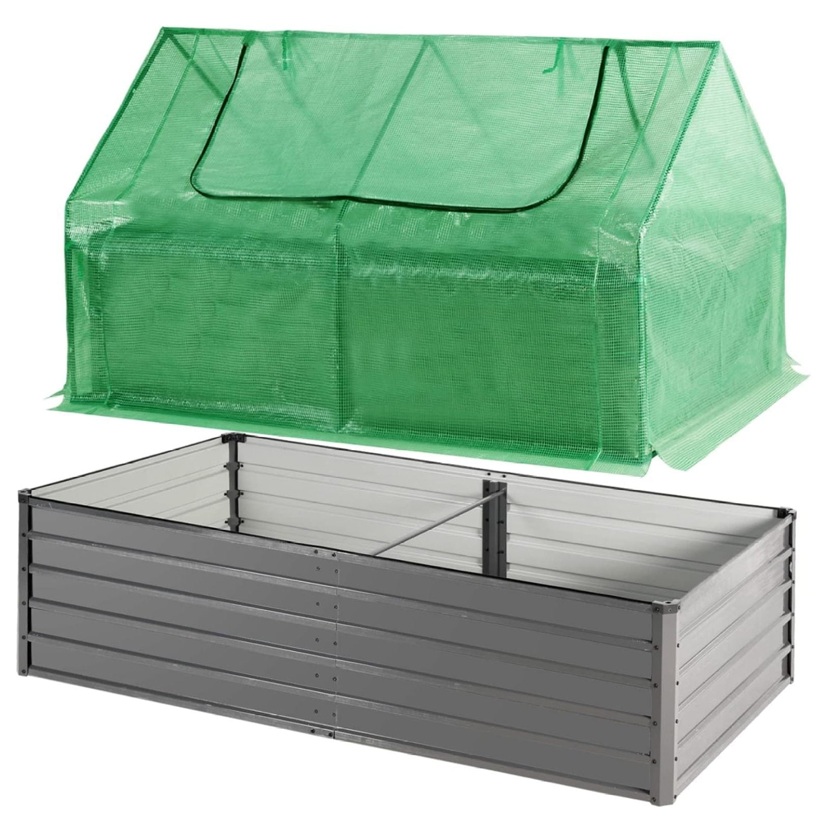 Raised Garden Bed with Cover, 8 x 4 x 2 ft Metal Raised Garden Bed