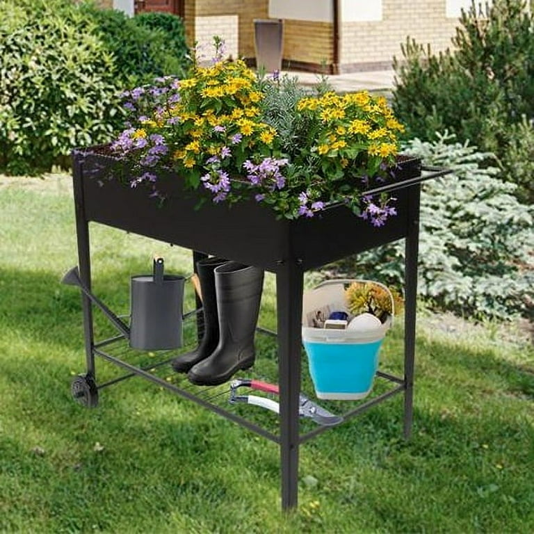 SYNGAR's Outdoor Raised Garden Bed, Elevated Metal Planter SYNGAR's Outdoor Raised Garden Bed, Elevated Metal Planter