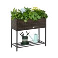 thumbnail image 1 of Raised Garden Bed, Elevated Planter Box with Rattan Wicker Look, Tool Storage Shelf, Portable Design for Poolside, Park, Garden, Patio, Balcony, Backyard, Brown, 1 of 5