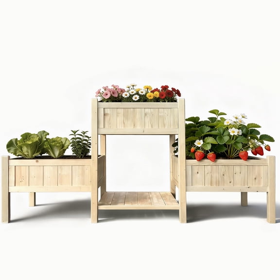 Raised Garden Bed, Wooden Planter Box, Raised Garden Bed with Legs for Backyard, Patio and Balcony