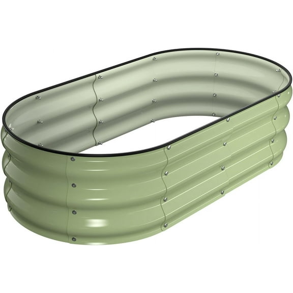 Raised Garden Bed Kit, 4x2x1 ft Galvanized Planter Box Outdoor with Safety Edging, Large Raised Beds for Gardening Vegetables Flower (Avocado )