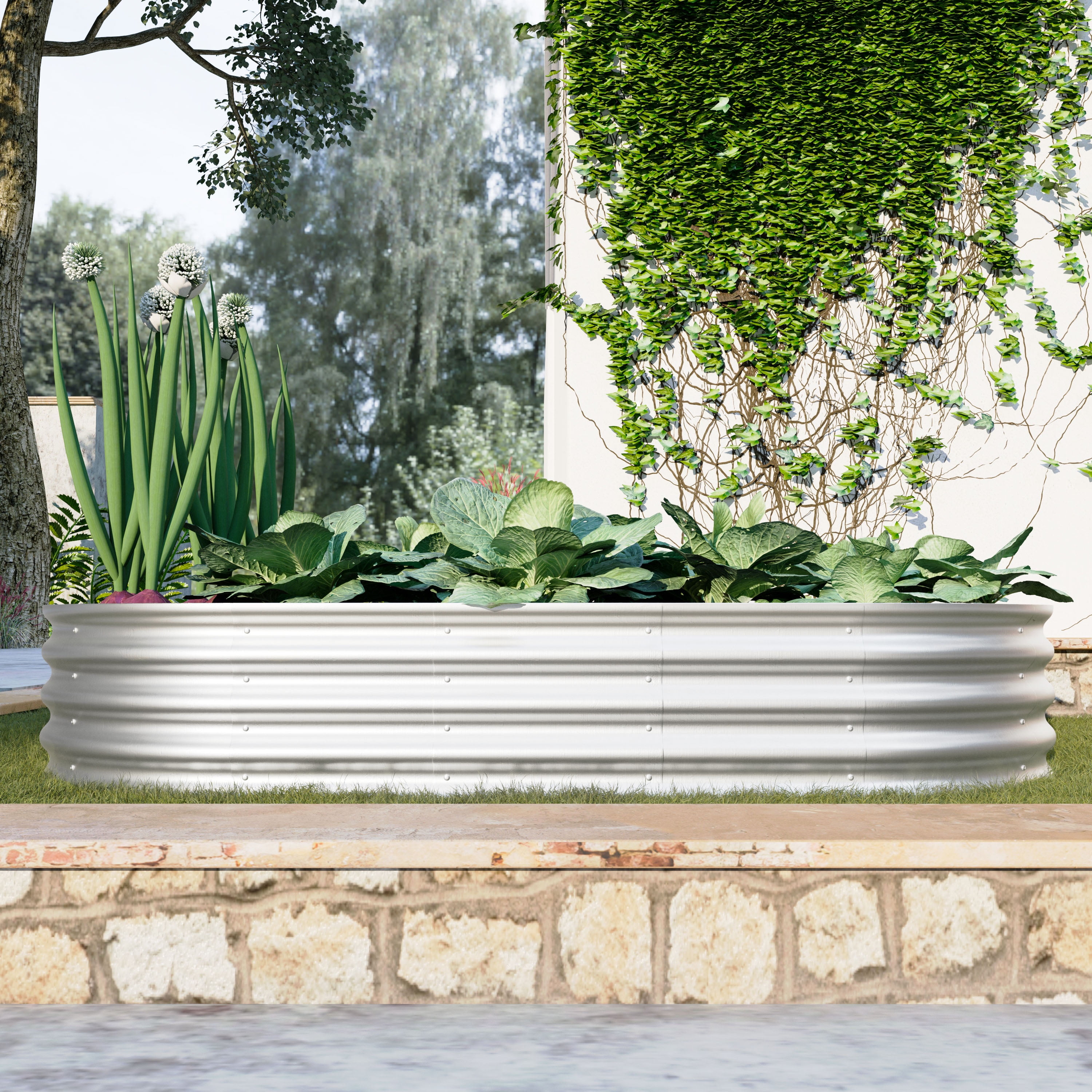 AsterOutdoor Galvanized Raised Garden Bed Kit Metal Raised Planter Box Steel, 72" x 36" x 12"