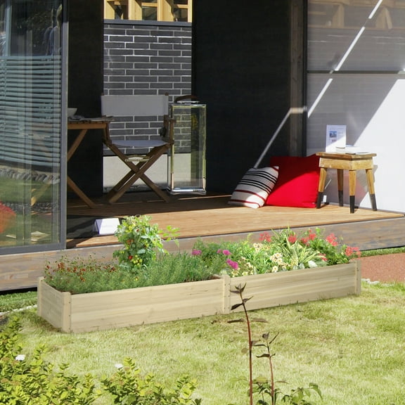 Raised Garden Bed Kit Solid Wood Planter Box for Backyard