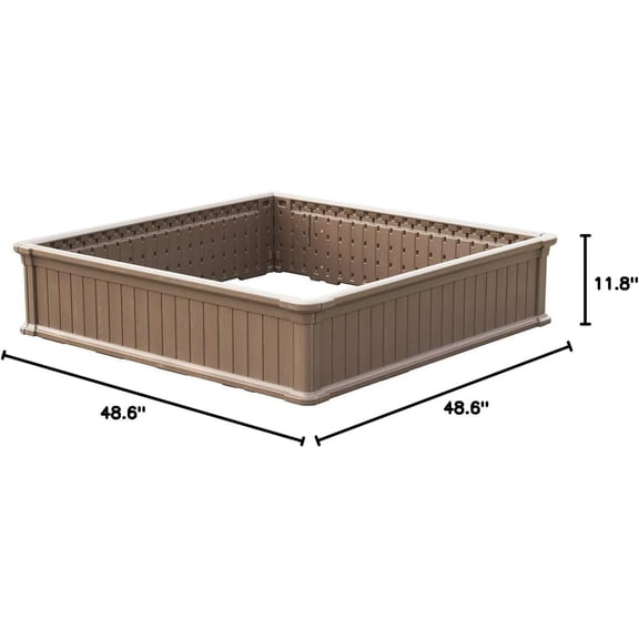 Raised Garden Bed Kit - Stackable Modular Flower Planter Set of 2, 4x4 Brown HDPE Wood