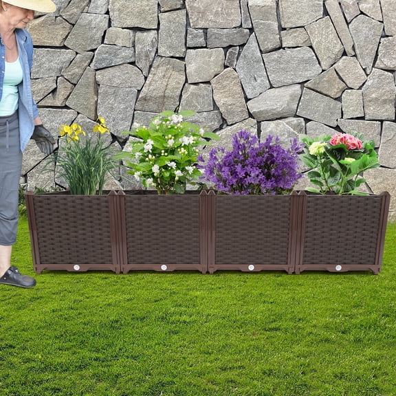 Raised Garden Bed Large Planter Box Raised Garden Bed Box with Waterproof Strips for Gardens, Backyards