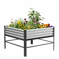 Raised Garden Bed with Legs, 48×48×32in Large Outdoor Metal Galvanized Garden Planting Box,1000lb Capacity for Vegetables Lawn Green Flowers, Fruits, Terrace