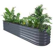 Raised Garden Bed, Metal 17" High 96"x24" Grey