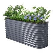 Raised Garden Bed, Metal 32" High 78"x24" Grey