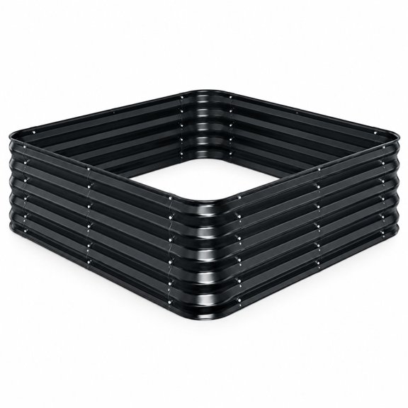 Raised Garden Bed, Modular 4x4 ft, 12" Deep, Black Galvanized Steel for Vegetables, Herbs and Flowers
