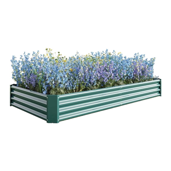 Raised Garden Bed Outdoor, 6×3×1ft , Metal Raised Rectangle Planter Beds for Plants, Vegetables, and Flowers - Green