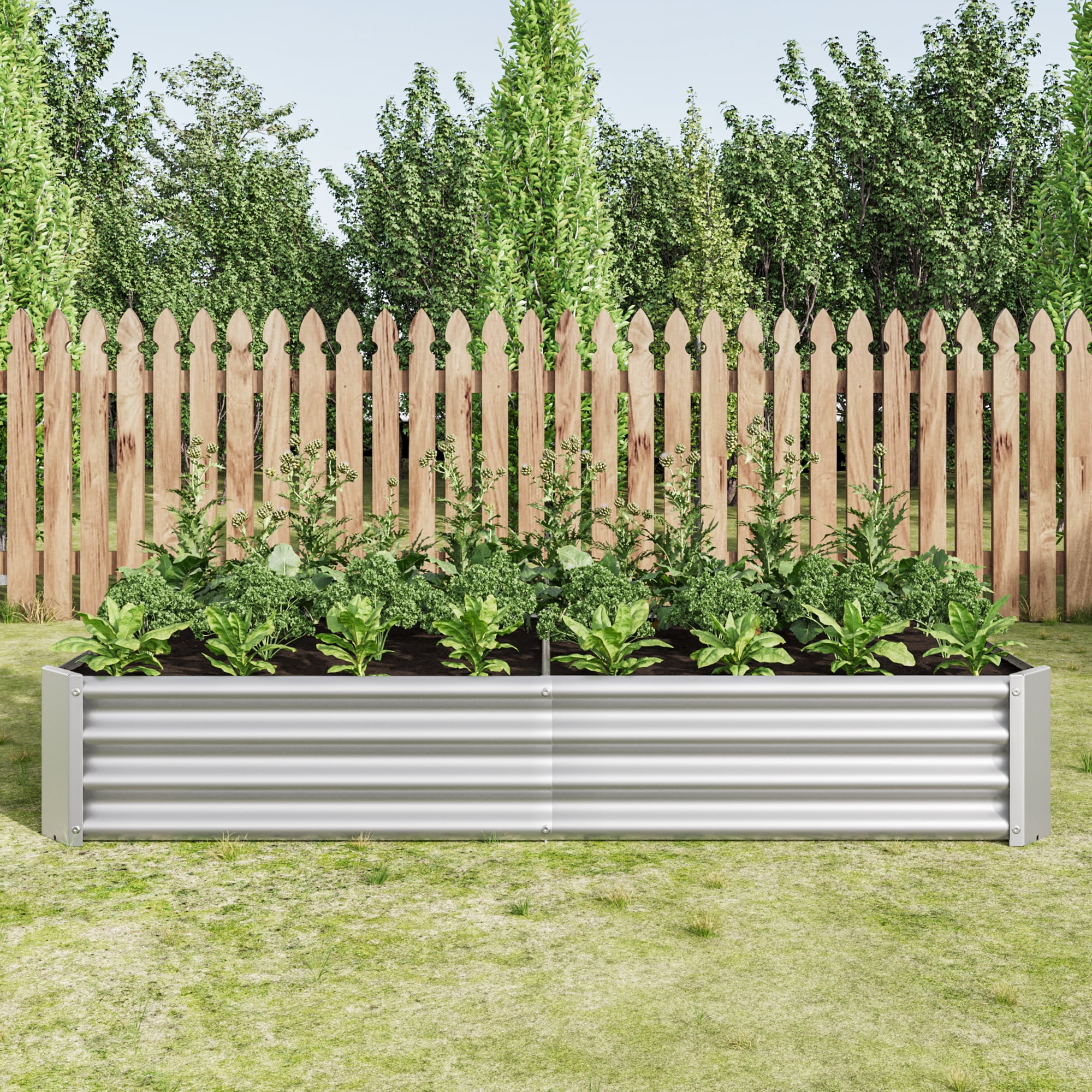 Raised Garden Bed Outdoor, Metal Raised Rectangle Planter Beds for Plants, Vegetables, Flowers, Silver 6x3x1ft
