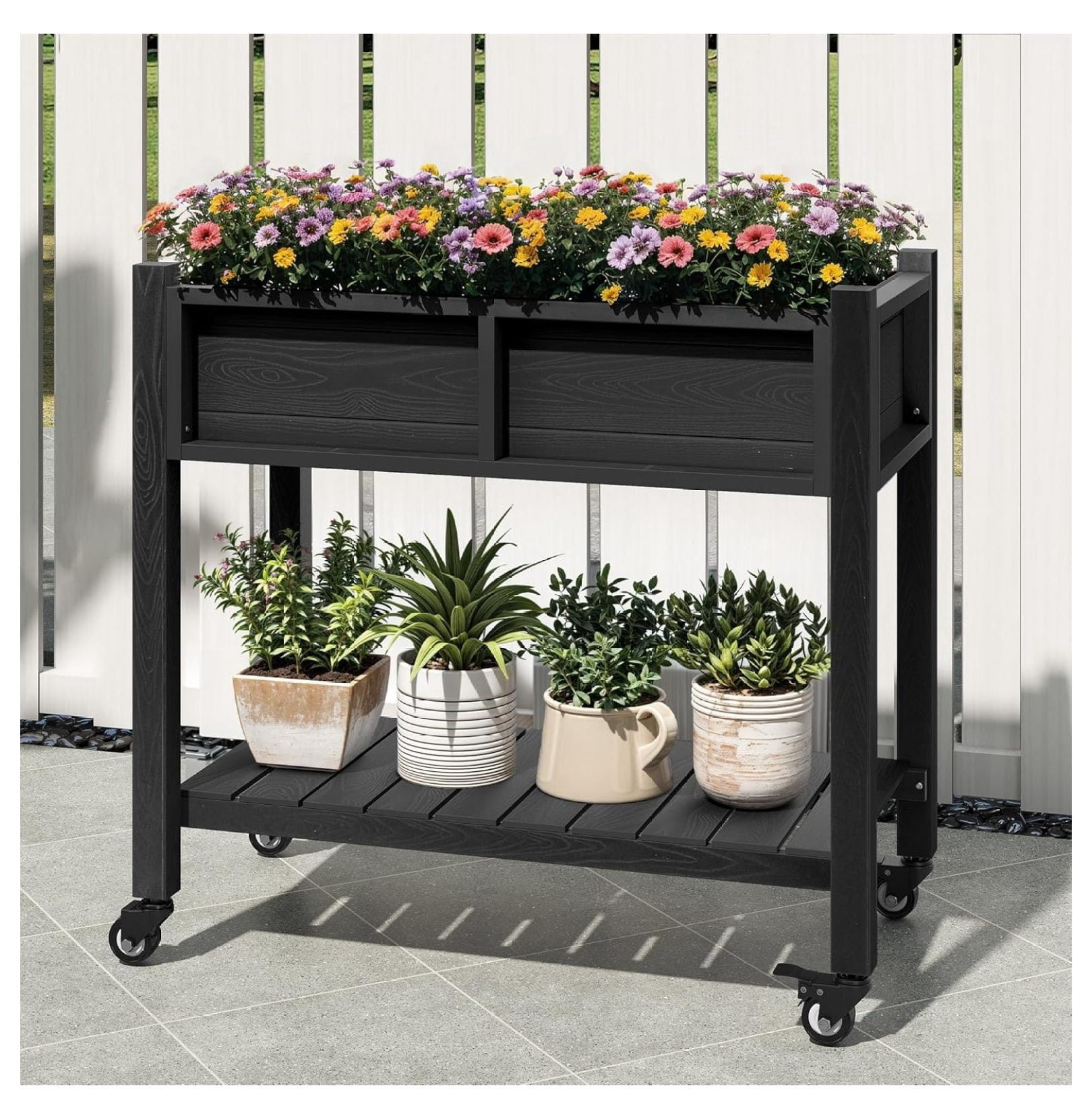 Raised Garden Bed, Outdoor Planter Box, Small Flower Box with Double ...