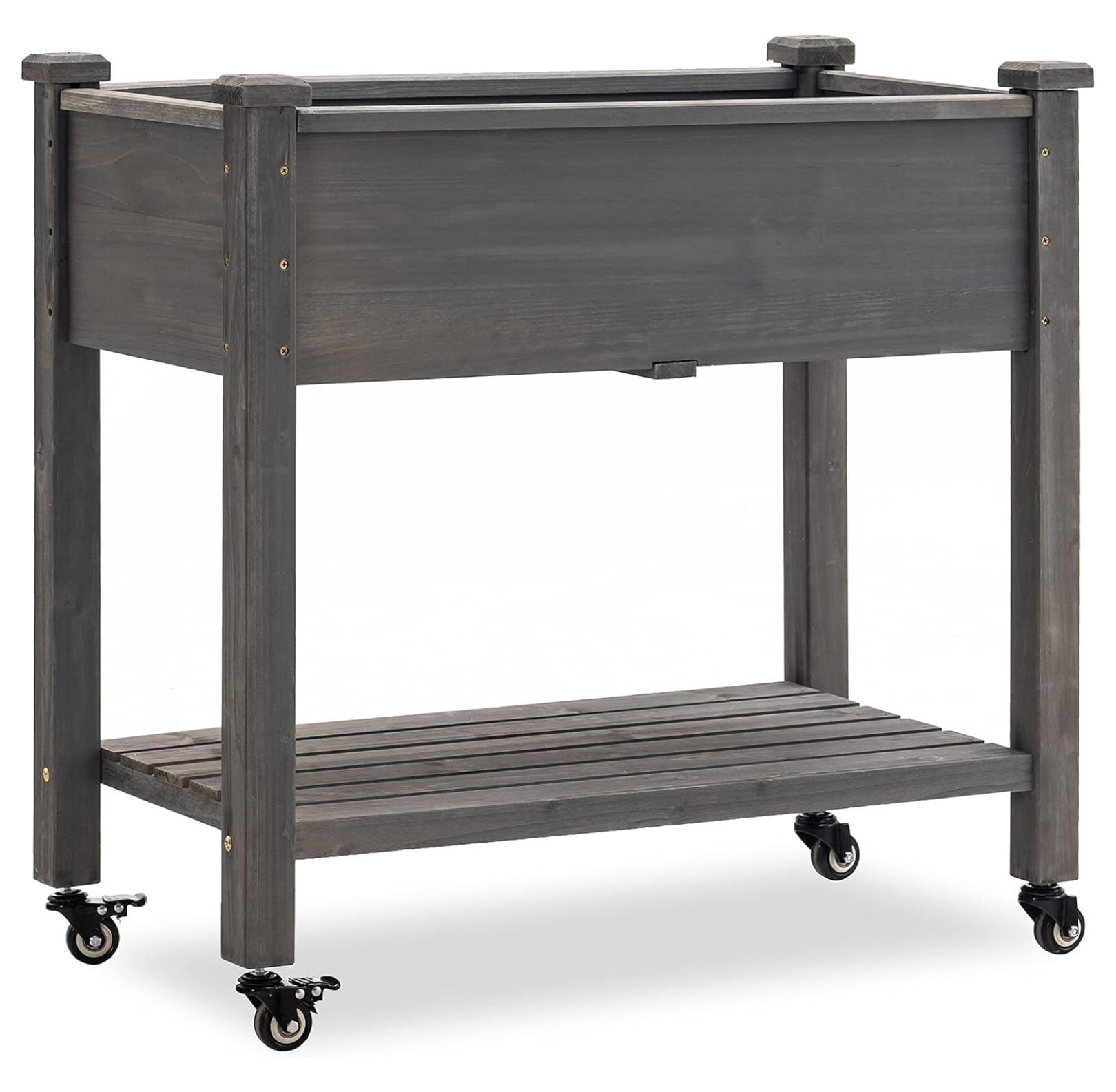 Raised Garden Bed, Outdoor Wood Elevated Planter Box Kit on Wheels with