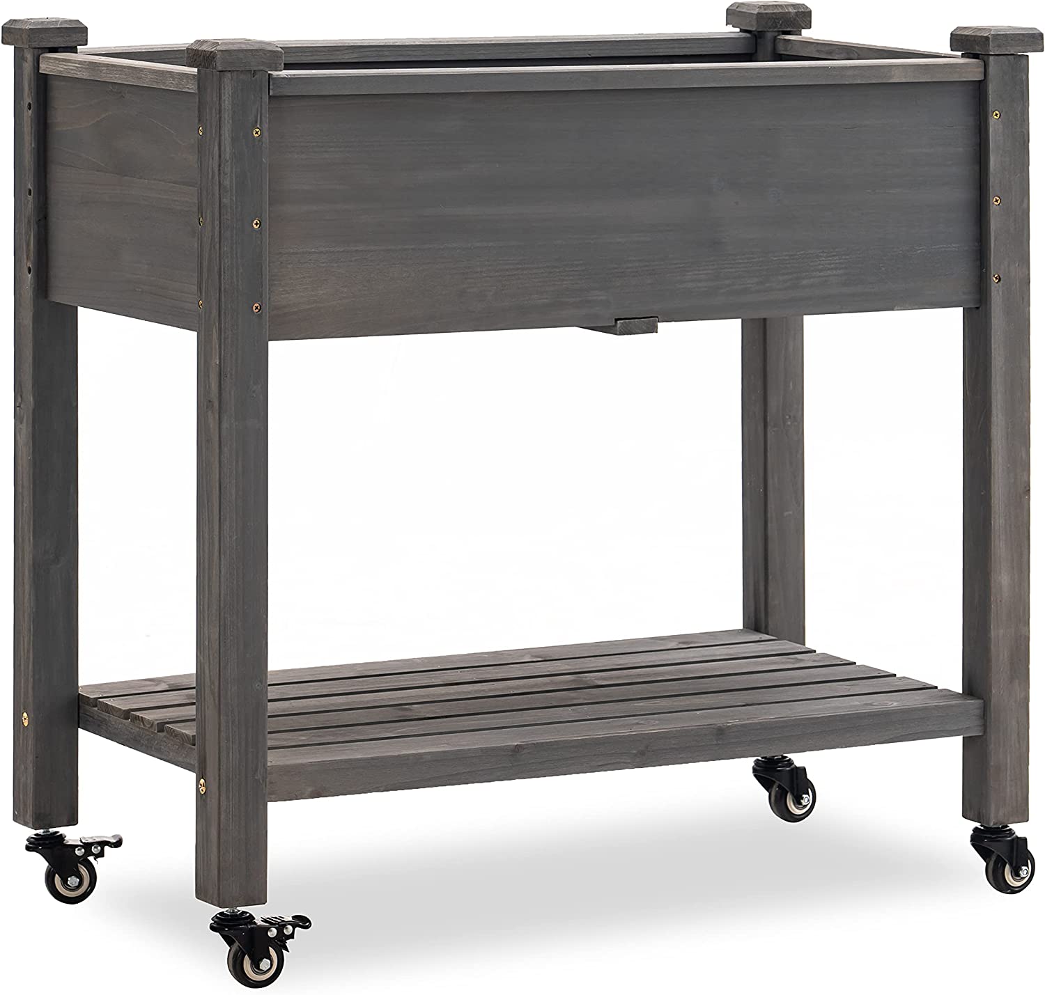 Raised Garden Bed, Outdoor Wood Elevated Planter Box Kit on Wheels with