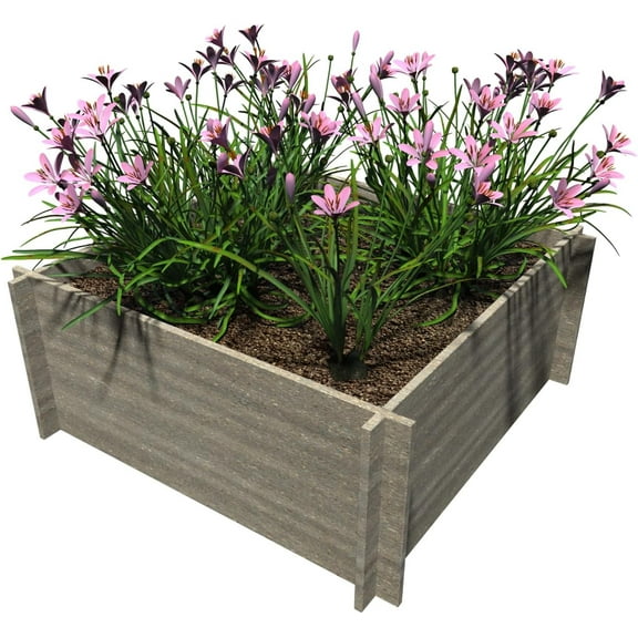 Raised Garden Bed Outdoors, Patio Ground Planter Box for Gardening Deep-Rooted Vegetables, Fruits, Flowers, Herbs, Traditional (Stone Gray, 2ft x 2ft x 10 Inches)
