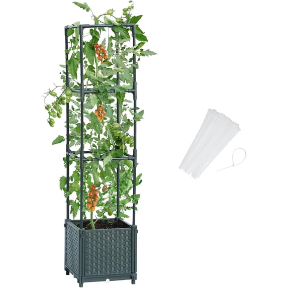 Raised Garden Bed Planter Box with Trellis, 41.3” Tomato Planters for ...
