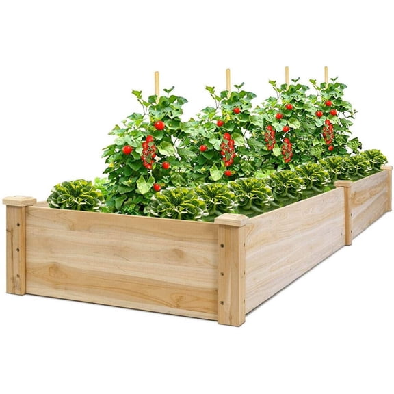 Raised Garden Bed Planter, Wooden Elevated Vegetable Planter Kit Box Grow for Patio Deck Balcony Outdoor Gardening, Natural