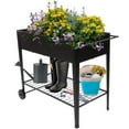 thumbnail image 1 of Raised Garden Bed, SESSLIFE Metal Planter Boxes on Wheel with Leg, Raised Planter Box 38"L x 16" W x 32" H, Rectangle Garden Box Elevated Planter for Indoor/Outdoor, Black, X1037, 1 of 11