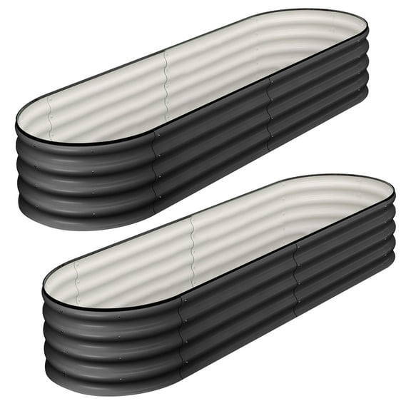 Raised Garden Bed Set of 2, Galvanized Raised Garden Bed, Outdoor Large Planter Raised Beds Open Base with Safety Edge and Glove for Vegetables Flowers Ground Planter