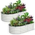 thumbnail image 1 of Raised Garden Bed Set of 2, Galvanized Raised Garden Bed, Outdoor Large Planter Raised Beds Open Base with Safety Edge and Glove for Vegetables Flowers Ground Planter, 1 of 8