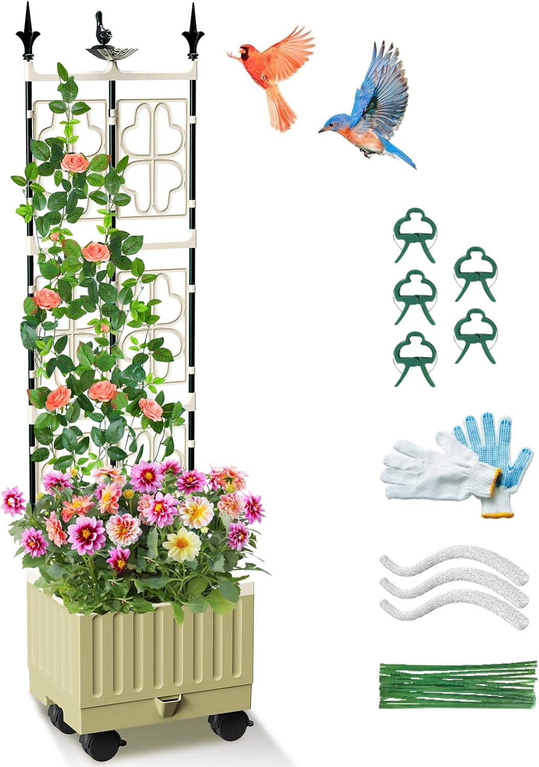 Raised Garden Bed With Wheels Raised Garden Bed With Trellis - Tomato  Planter Box With Self-Watering System For Climbing Plants Planter Boxes  Outdoor